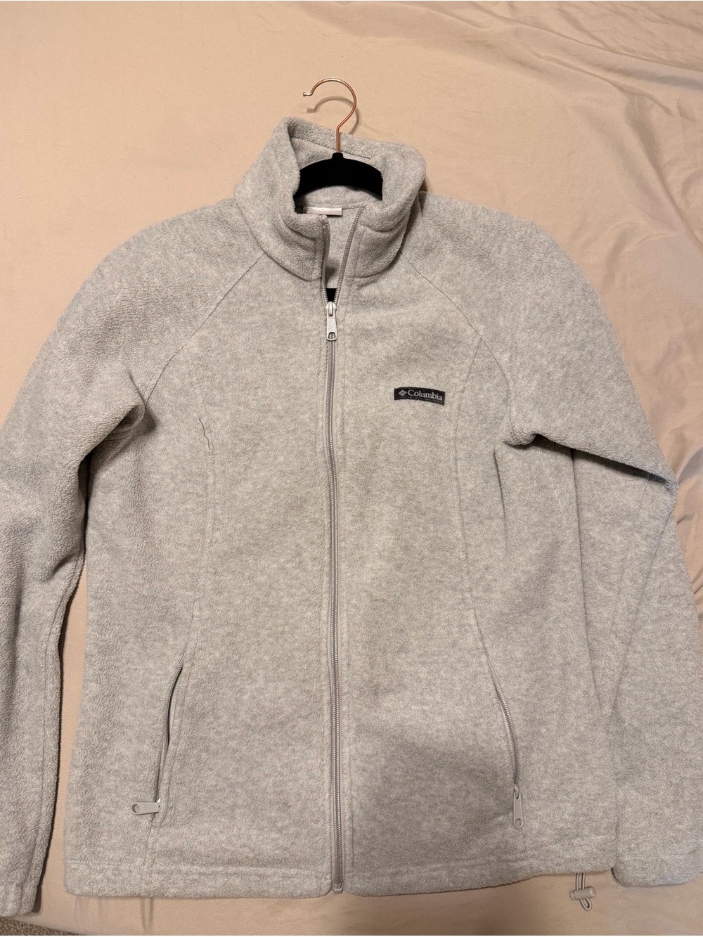 Columbia Heather Light Gray Full-Zip Fleece Jacket